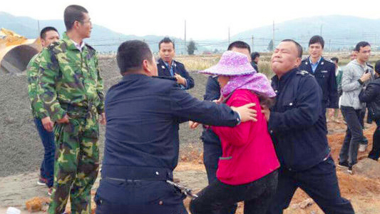 河南一鎮(zhèn)長帶多名城管強制“填河”毆打村民3