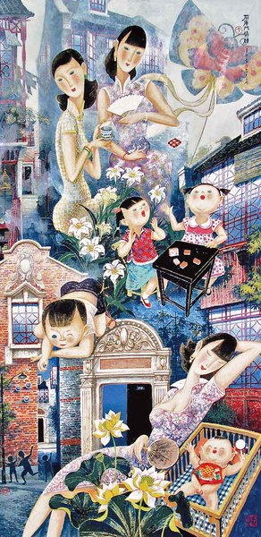 《石庫(kù)門情結(jié)》 138x70cm  2008