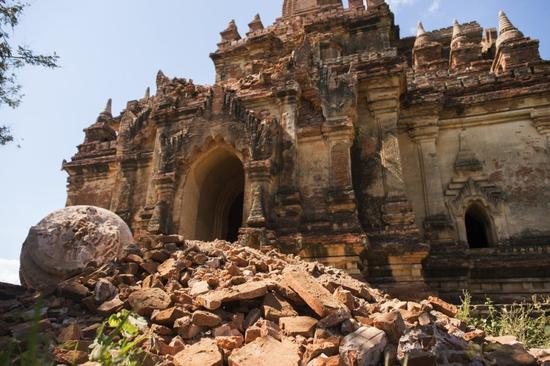 受損的Myauk Guni神廟。圖片：YE AUNG THU AFP Getty Images