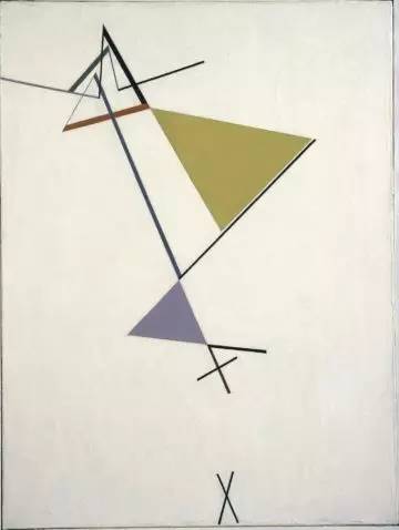 　　《三角的發(fā)展（Development of a Triangle）》，托馬斯?馬爾多納多（TomásMaldonado），布面油畫，1949年