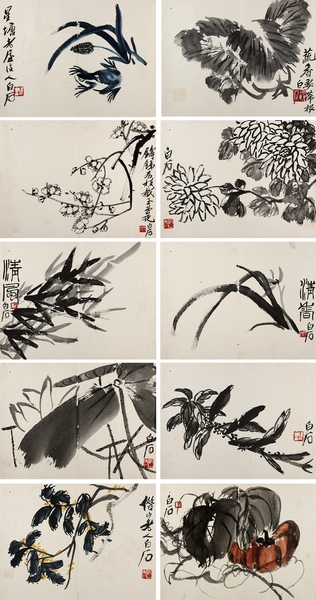 齊白石 1950年作 花卉冊(cè) 冊(cè)頁(yè) （十開(kāi)）_副本