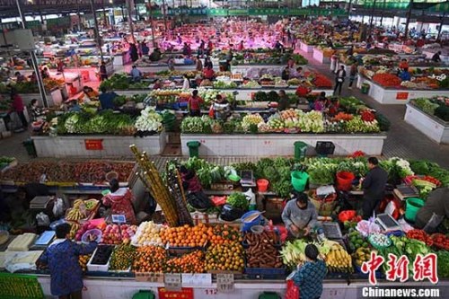 資料圖：市民購(gòu)新鮮蔬菜。 <a target='_blank' href='http://www.chinanews.com/'>中新社</a>記者 胡雁 攝