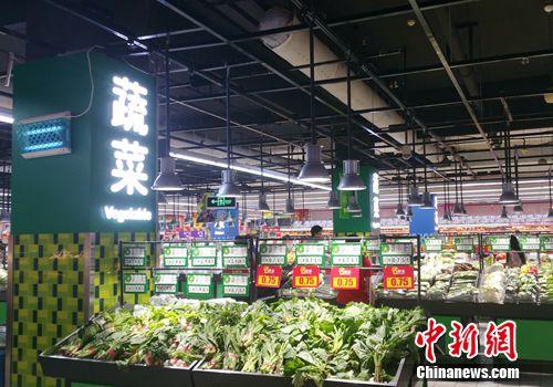 資料圖：超市里的蔬菜區(qū)。<a target='_blank' href='http://www.chinanews.com/' >中新網(wǎng)</a>記者 李金磊 攝