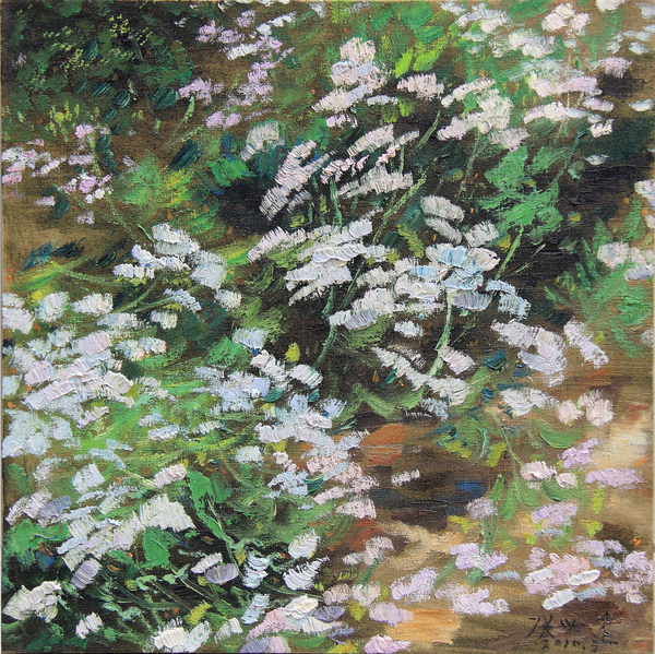 張世健《香菜花》 50×50cm 布面油畫(huà) 2010