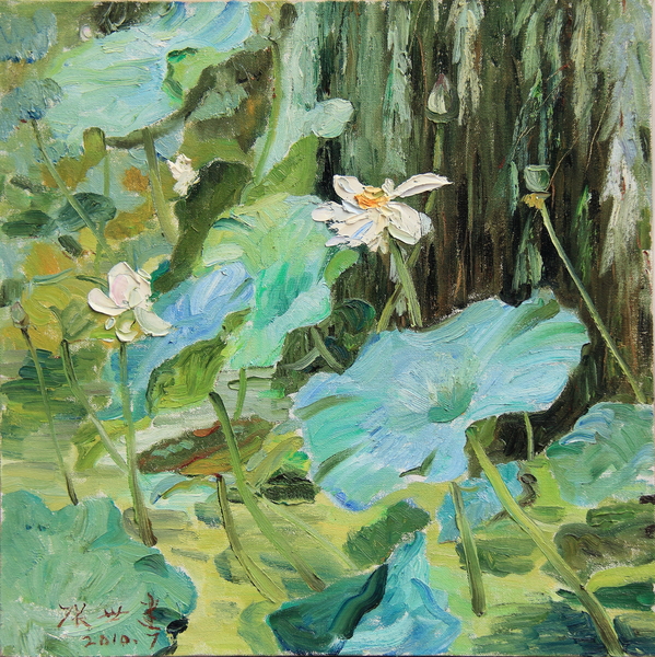 張世健《荷塘系列之六》 60×60cm 布面油畫(huà) 2010