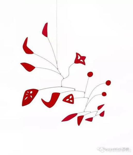 　　亞歷山大·考爾德（Alexander Calder），《紅色的花》（Red Flowers），1954，金屬薄片 鐵絲 油漆，130.8 x 109.2 厘米 / 51 1/2 x 43 英寸。? 考爾德基金會(huì)，紐約 / 2017 ProLitteris，蘇黎世，圖片：考爾德基金會(huì)，豪瑟沃斯