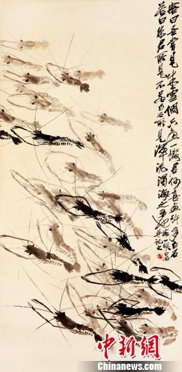 齊白石畫作《眾蝦上游圖》 李自健美術館供圖