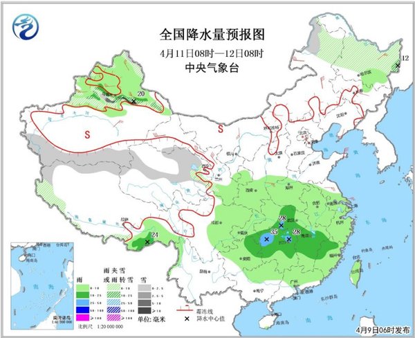 圖4 全國降水量預(yù)報圖