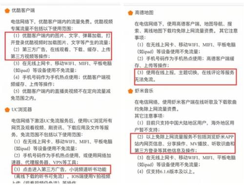 某定向流量卡設定了種種要求，用戶難以做到不使用套餐外流量。APP截圖