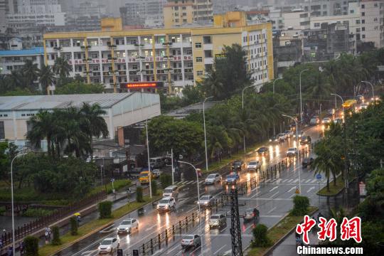 圖為熱帶風(fēng)暴給?？趲?lái)風(fēng)雨影響。　洪堅(jiān)鵬 攝