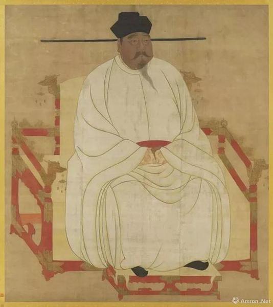 （傳）王靄《宋太祖坐像》絹本、設(shè)色，縱191cm橫：169.7cm，現(xiàn)藏臺北故宮博物院