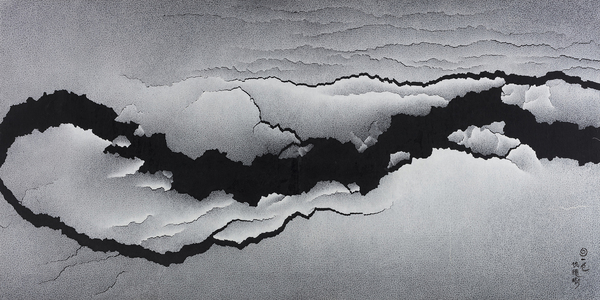 仇德樹，裂變 - 太和，122×244cm，宣紙、丙烯、畫布，2008