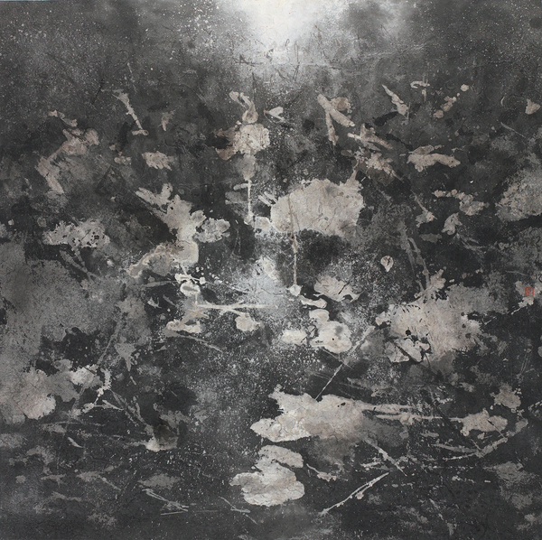 陸春濤，荷塘·2014No.105，97×97cm，紙本水墨設(shè)色，2014