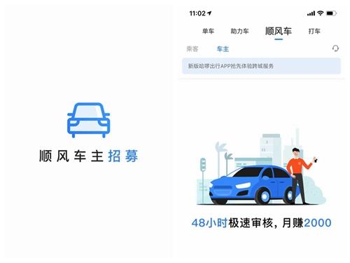 哈啰出行在部分城市試點順風(fēng)車業(yè)務(wù)。截圖