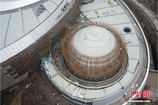 天文館在建的球幕影院。張亨偉 攝