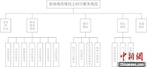 圖為《傳染病疫情線上問診服務(wù)規(guī)范》確立的標(biāo)準(zhǔn)框架。浙江省市場監(jiān)管局供圖