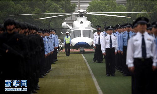 5月27日，各警種代表參加誓師大會。新華社記者王定昶攝